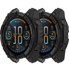 Case Cover Compatible with Garmin Fenix 8 51MM, Rugged Bumper Frame TPU Anti-Scratch Resistant Protective Shell SmartWatch Accessories for Garmin Fenix 8 51MM Case(Black&Black)