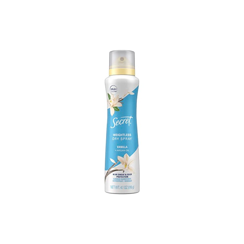 Secret, Dry Spray Antiperspirant Deodorant Vanilla And Argan Oil, 4.1