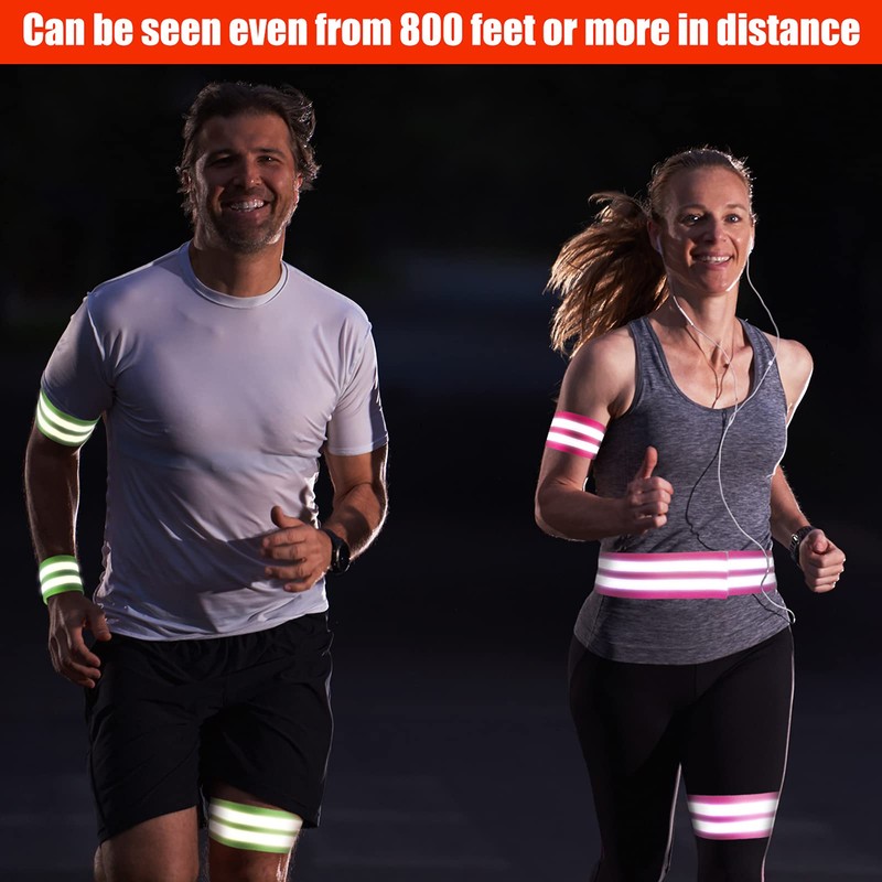 16 Pieces Reflective Bands Reflector Bands for Wrist, Arm, Ankle,