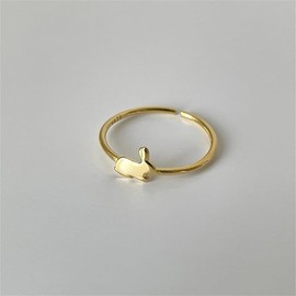 Cute Stacking Thin Knuckle Finger Ring 925 Sterling Silver Easter Animal Adjustable Statement Open Bands Thumb Joint Midi Rings Dainty Birthday Christmas Jewelry for Women (Gold, One size)