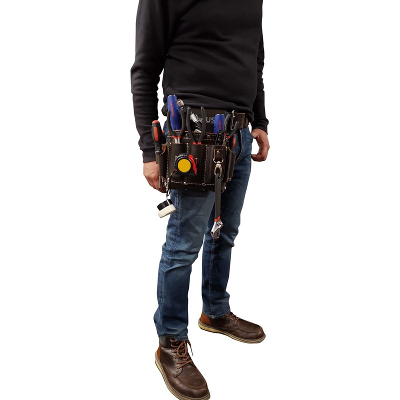 LAUTUS Top/Full Grain Leather Tool Pouch Bag | Electrician/Contractor, Electric