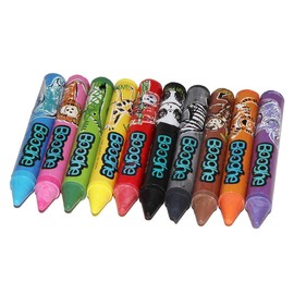 Booghe Kids Jumbo Crayons - Made With Organic Ingredients and Food Grade Colors - Nature Friendly, Non Toxic, Waterproof, Pack of 10, Age 3 + Years