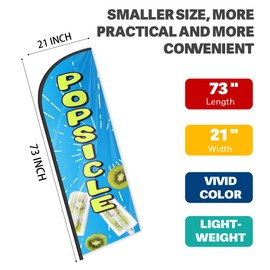 Popsicle Feather Flag for Business Advertising 6 FT Swooper Flag for Storefronts Retailers Shops Food Trucks Events and Fairs (Flag Only)