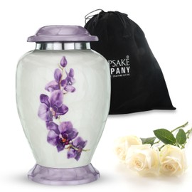 White Large Urn for Ashes Adult Male - Cremation Urns for Human Ash Adult Man - Cremation Urns - Funeral/Burial Urns - Decorative and Keepsake ERN, Heart Earns, 220 Cubic Inches Volume