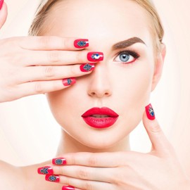 HINZIC 20Pcs Western Nail Charm, 10 Styles 3D Vintage Turquoise Daisy Nail Art Rhinestones Blue Marble Gems Jewel Accessories for Acrylic Nails Women Valentines Wedding Prom Decorations