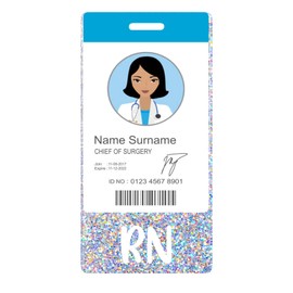 Plifal RN Badge Buddy Card Holder Nurse Nursing Accessories Registered Nurse Glitter Silvery White Vertical ID Name Identification Tags Hospital Work