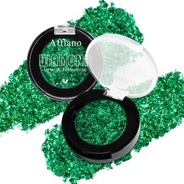 Green Glitter Eyeshadow, Highly Pigmented Fine Pressed Glitter Emerald Green Metallic Eye Shadow Palette Sparkling Makeup, High Impact Long Lasting Waterproof Eye Glitters for Women & Girls, Talc Free
