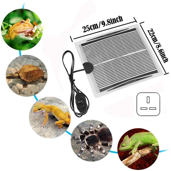 niCWhite Reptile Heat Mat, 15W Heating Pad Under Tank Terrarium
