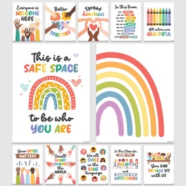 Decorably 12 Diversity Posters for Classroom, 11x14in Matte-Laminated Inspirational Inclusive Classroom Decor