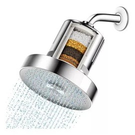 25 Etapas Filtro De Agua Para Regadera, 6"Cabezal de ducha de lluvia de alta presión con filtrado, Agua Para Eliminar Cloro, Impurezas Y Olores, Ideal Para Todo Tipo De Baño(plateado)