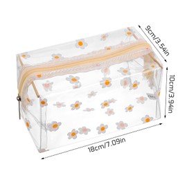 umorismo 2 Pcs Clear Pencil Case Large Pen Bag Stationery Pouch Cosmestic Make up Bag, Transparent Hyuna Daisy Floret Pattern Bag, PVC Clear Cosmetic Pouch for Women and Girls