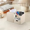 Nightstand Organizer with Tissue Holder,PU Leather Square Tissue Box Cover,Modern