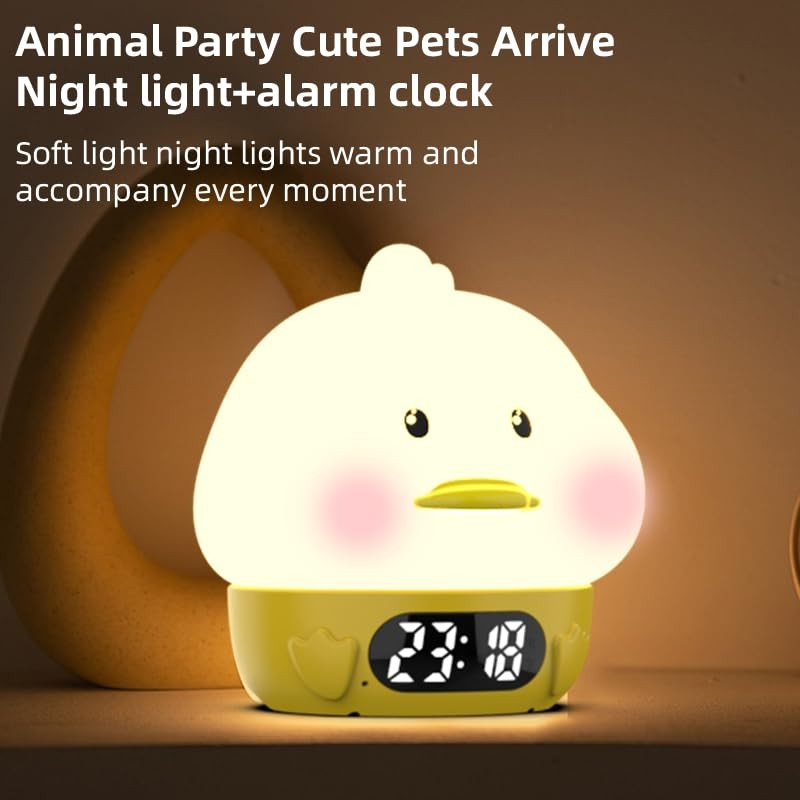 RUISHINE Alarm Clock Lights for Kids-Duck Night Lights,Temperature Display,RGB Color