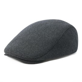 FEINION Men Wool Blend Flat Cap Tweed Newsboy Ivy Hat (Dark Grey)
