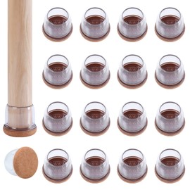 Ezprotekt 24 Pcs Clear Silicone Chair Leg Floor Protectors with Felt, Floor Protectors for Chairs, Chair Leg Caps Covers, Chair Leg Socks Bar Stool Leg Floor Protectors (L Fit: 1.1"-1.3", Round)