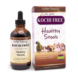 Amber NaturalZ Kochi Free Herbal Supplement for Dogs, Cats, Birds, Rabbits, and Guinea Pigs | Supports Healthy Bowel Function | Natural Aid for Digestive Balance | 4 Fluid Ounce Glass Bottle