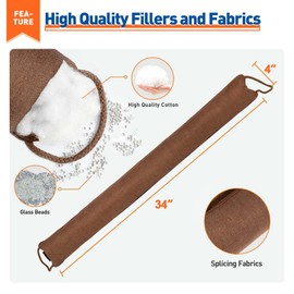 MAGZO Door Draft Stopper, 34 Inch Under Door Draft Blocker Noise Stopper, Weighted Wind Blocker Draft Guard for Bottom of Door, Brown