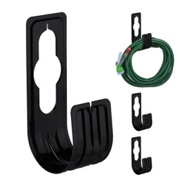 Relaxdays Hose Holder, Set of 4, for 30 m Hose, Hose Holder for Tap and Wall, HBT 22 x 7.5 x 10 cm, Black