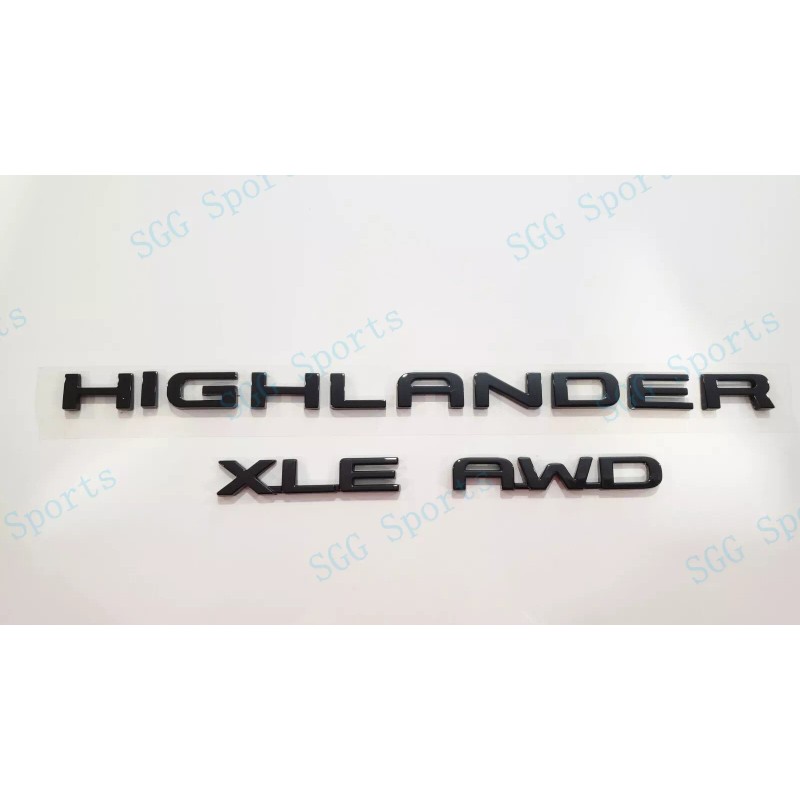 Toyota OEM 3PC Gloss Black Rear HIGHLANDER XLE AWD Letter
