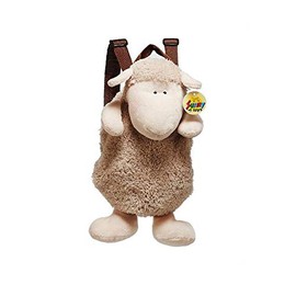 Euro Souvenirs Plush Sheep Plush Backpack 33 cm with Adjustable Back Straps Brown, brown