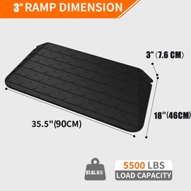 BESEA 3" Rise Rubber Threshold Ramp Wheelchair Ramp for Home Doorways 3 Feet Long 5500lbs Load Capacity Power Scooter Ramp