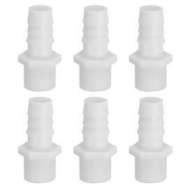PATIKIL 6 Pack Plastic Hose Barb Reducer Fitting, 9/16" Barb x G1/2" Male Thread Adapter Connector Pipe Fitting Union for Gas Liquid Air Line Tubing Pipe