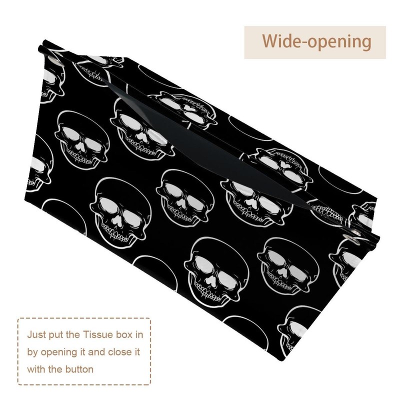 2 Pack Tissue Box Cover Holder, Human Skull Pattern Rectangle