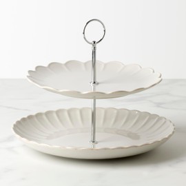 Lenox 897195 French Perle Scallop White 2-Tier Server