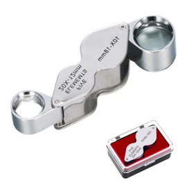 Rongon Jewelers Loupe Pocket Magnifying Glasses 10X 20X Foldable Loop Magnifiers for Hobbies, Antiques, Gems, Coins, Stamps