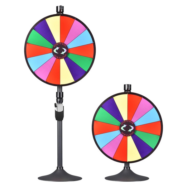 WinSpin 24 Inch Heavy Duty Prize Wheel Dual Use Adjustable Tabletop and Floor Stand Fortune Wheel with Dry Erase Marker & Eraser 14 Slots Spinning Wheel for Carnival Spinner Game and Tradeshow