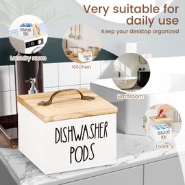 Dishwasher Pod Holder with Lid, Large Capacity Laundry Dryer Sheet Holder Space Saving Laundry Pod Container Wide Opening Laundry Pod Canister Practical Laundry Pod Holder for Home(white,1)
