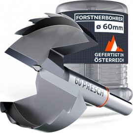 Presch Forstner drill bit, diameter 60 mm, extremely sharp, durable branch hole drill, high-precision centring tip for perfect concentricity, reliable performance thanks to optimised service life