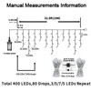 YEGUO 33ft 400 LED Icicle Lights Outdoor, 80 Drops Icicle