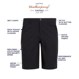 Weatherproof Vintage Stretch Cargo Shorts | Cargo Shorts for Men | Mens Hiking Shorts | Mens Casual Shorts Black