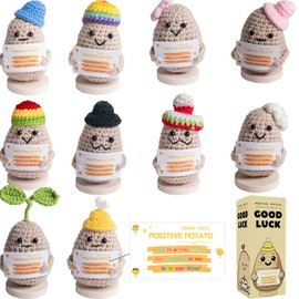 10PCS Mini Emotional Support Potato Doll Positive Crochet Animals Desk Decor Birthday Gifts for Women Men Him Her Friend Teacher Sister