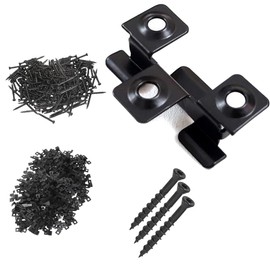 ERMWALR 100pcs 8mm Fastener Plate Clips Composite Decorative Panel Concealed Fixed Fastener Metal Clips with 300 Stainless Steel Screws, Used for Wooden Flooring Fixing (Black)