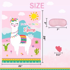WERNNSAI Pin The Tail on The Llama Party Games - Llama Theme Birthday Supplies for Kids Girls 21" x 28" Poster 24 Pcs Tails Alpaca Party Decorations