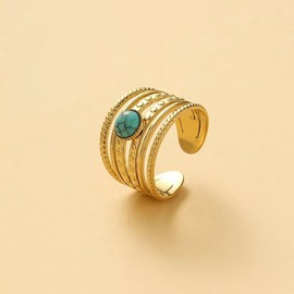 Turquoise Ring, 18K Gold Ring for Turquoise Jewelry, Western Rings for Women, Unisex Adjustable Ring for Men, Boho Rings for Western Jewelry