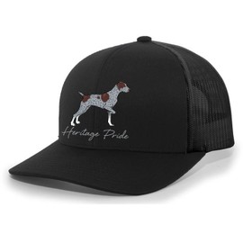 Heritage Pride Canine Collection German Shorthaired Pointer Hunting Dog Mens Embroidered Mesh Back Trucker Hat, Black/Black