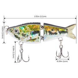 BASSROCK Top Water Tiny Swimbait Bass Fishing Lure Single Jointed Hard Bait 2.05” 5/32oz
