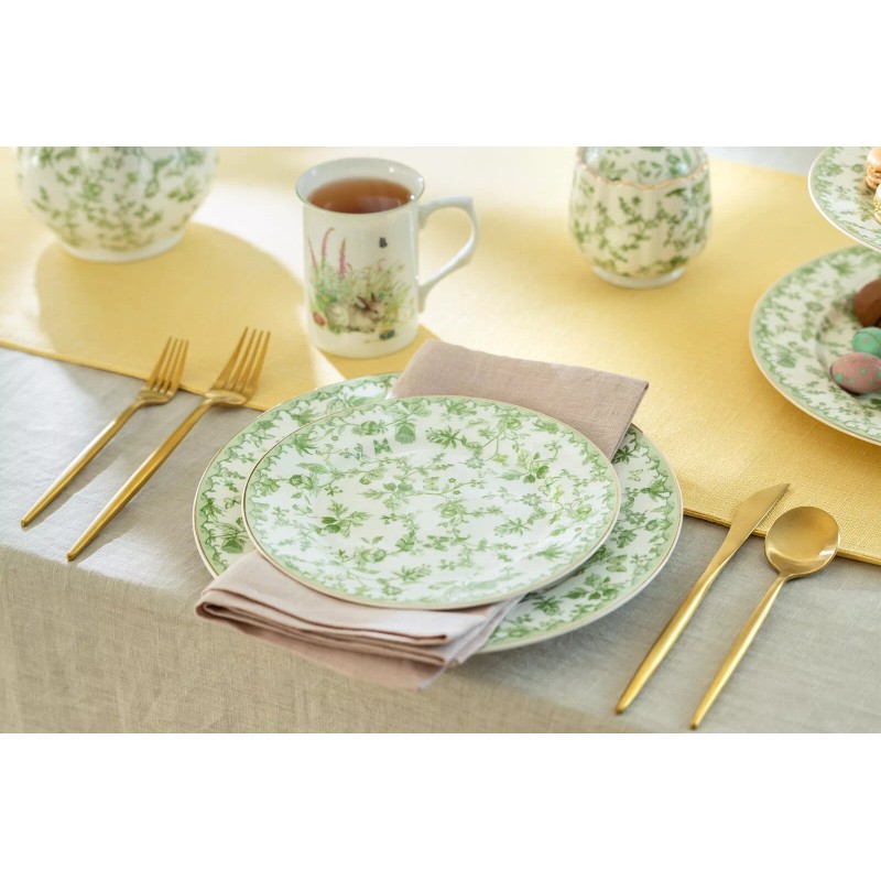 Grace Teaware Greeny Garden 10.5" Fine Porcelain Dinner Plates Set