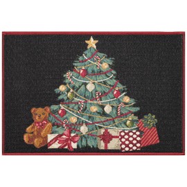 Liora Manne ESENCIA Indoor/Outdoor Power Loomed Latex Back Non Slip Mat - Transitional Whimsical Nature Colorful (Oh Christmas Tree Black) (2'5" x 3'11")