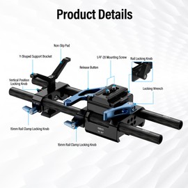 SIRUI 15mm Rod Rail Base Plate with Carbon Fiber Rods, Y Shaped Lens Support, Arca-Swiss Quick Release Plate Clamp, Camera Base Plate, Compatible with Follow Focus, Matte Boxes