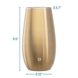 SNOWFOX Premium Vacuum Insulated, Triple Walled, Stainless Steel Wine Chiller w/Optimal fit to keep wine cold longer. Fits most Wine and Champagne Bottles. Non-Slip Silicon Base, Shimmer Gold