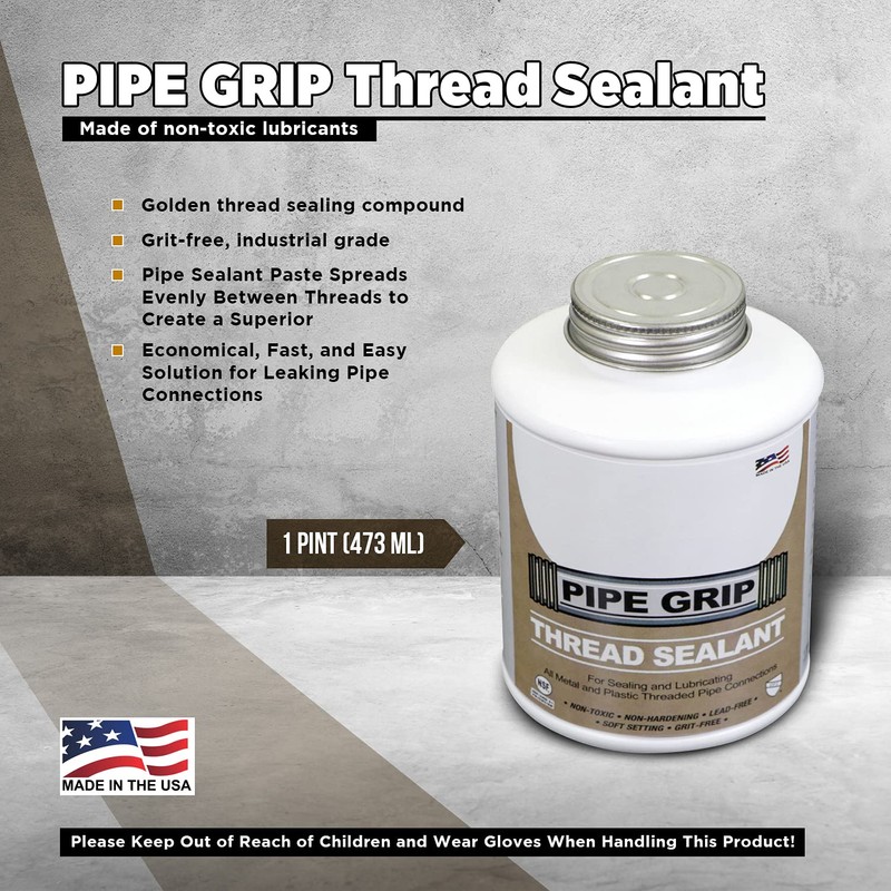 Supply Giant SWQUTCHF16 Pipe Grip PTFE Thread Sealant; 16 oz;