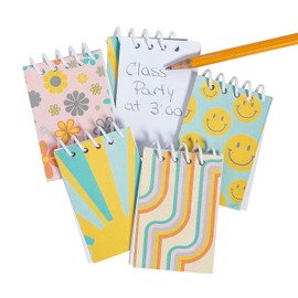 Fun Express Groovy Party Color & Patterned Spiral Notepads, 24 Pieces