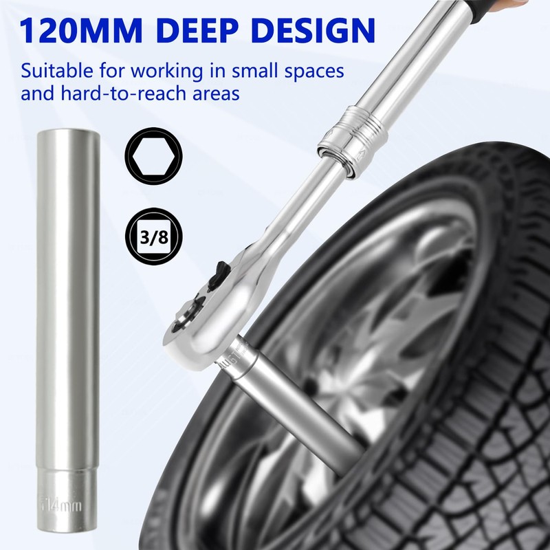 ZKTOOL 5PC Deep Metrichex Socket Set, 3/8-Inch Drive Deep Metric