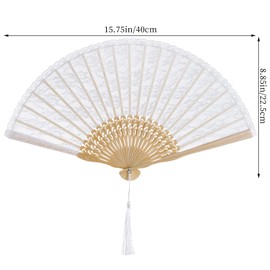 baotongle Lace Hand Fan with Lace Gift Bag Vintage Hand Fan Wedding Gift Party Gift for Women Black and White
