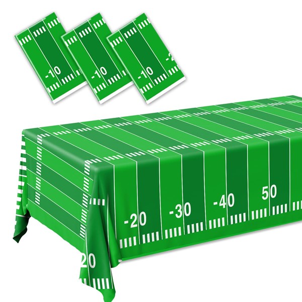 3Pcs Football Field tablecloths-Football Party Supplies Green Football Rectangular Plastic