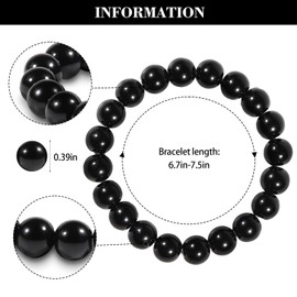 Natural Stretch Jade Bracelet for Women Men 10MM Bead 6.7 Inch to 7.5 inch Healing Crystal Energy Gemstone Bracelet for Women Men Gift (black)